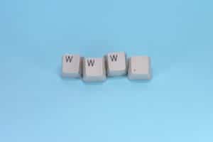 Keyboard letters on a blue background.
